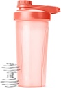 M. Pen- Shaker Bouteille pour mélanges de protéines, rose de corail de 28 oz avec bouchon de twist et boule de fouet, tasse de mélangeur pour Shakes