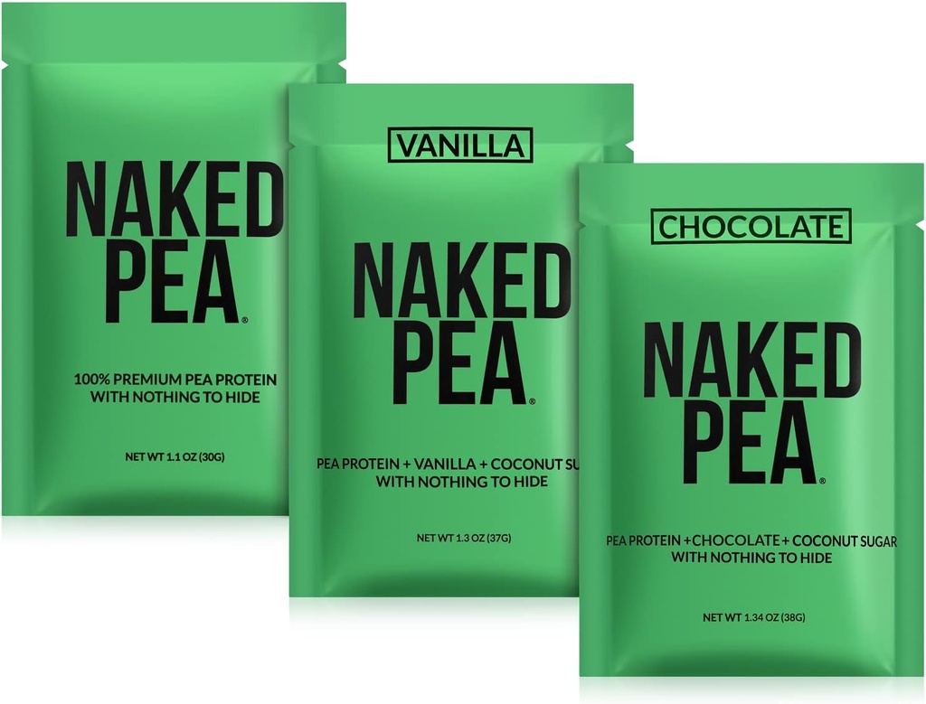 Naked Vegan Sample Pack Pea, Chocolate Pea, and Vanilla Pea