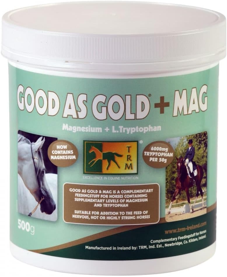 TRM Gut wie Gold + MAG Berechnen Pferdeergänzung für Entspannung und Fokus | Tryptophan + Magnesium - 1.1 lb (500g) - 1.1 lb