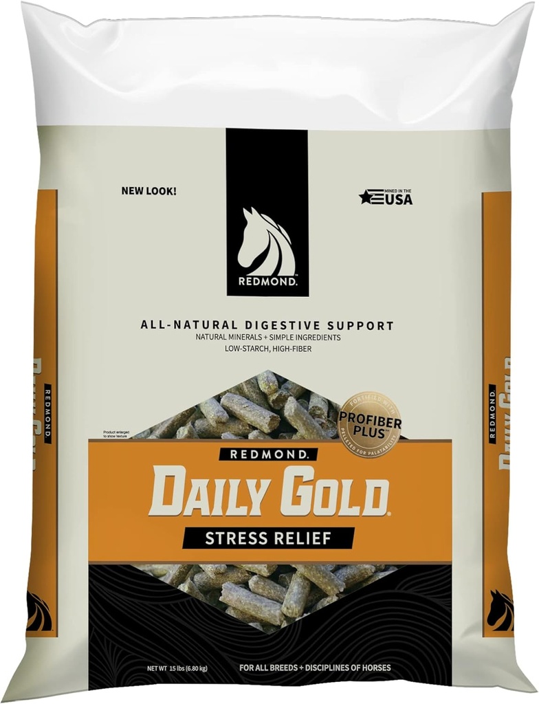 REDMOND Daily Gold Pellets Stress Relief, Natürliche Heilung Ton für Magengeschwüre in Pferden (15 LB)