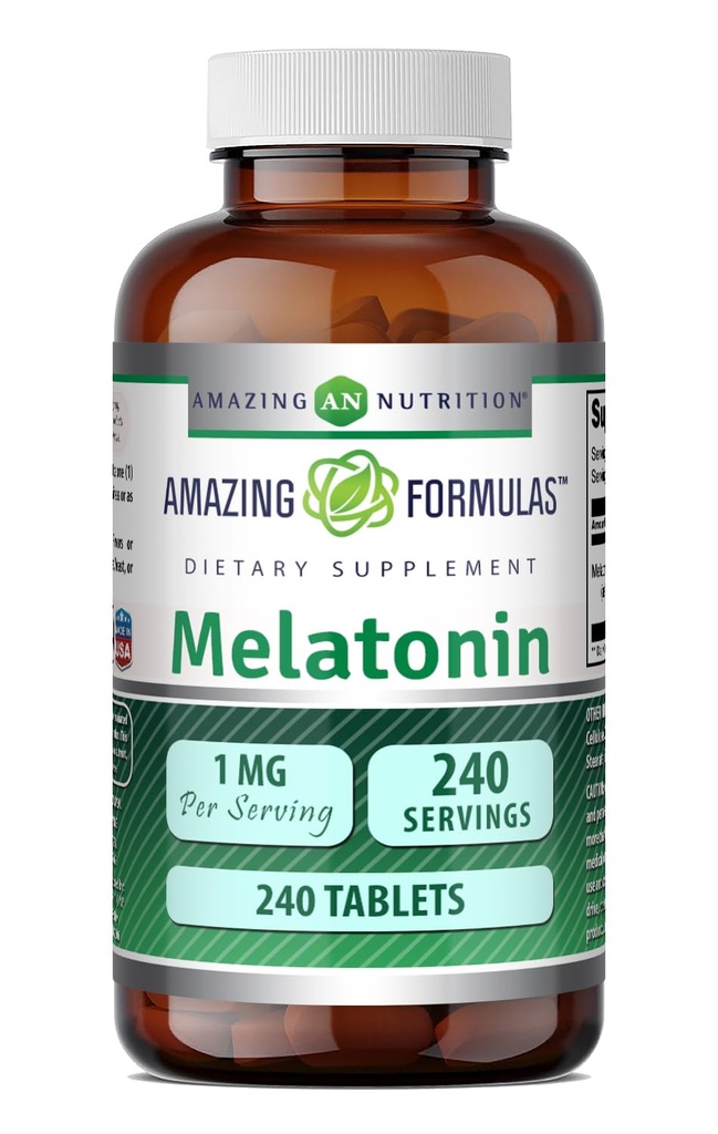 Stupefacente Formulas Melatonin 1 Mg compresse (non OGM, senza glutine) - Migliore scelta di integratore naturale per l'aiuto al sonno - promuove l'effetto calmante e rilassante - 240 compresse - adatto per vegetariano