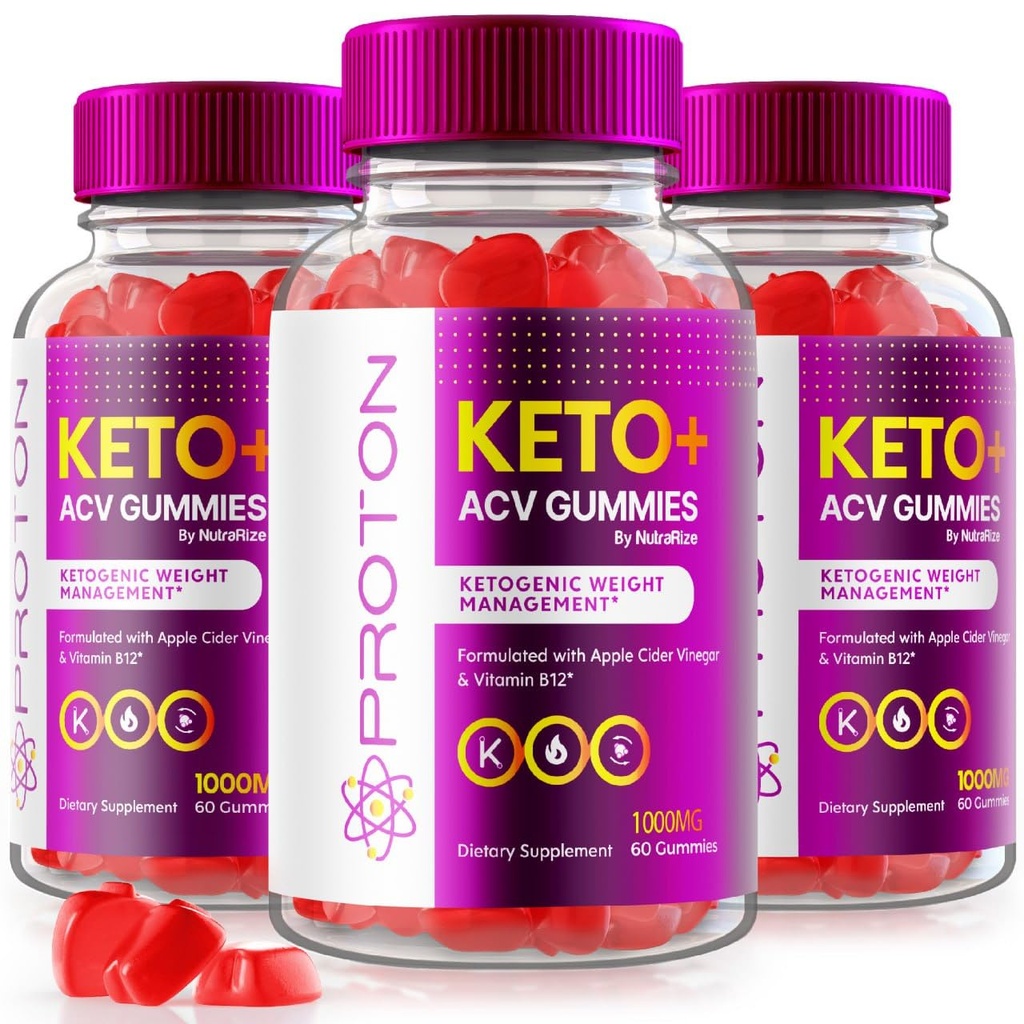 NutraRize (Pack mit 3 Proton Keto ACV Gummis Advanced Weight Loss 1000 MG, Maximum Strength Supplement, Gomitas Bewertungen (180 Gummis)