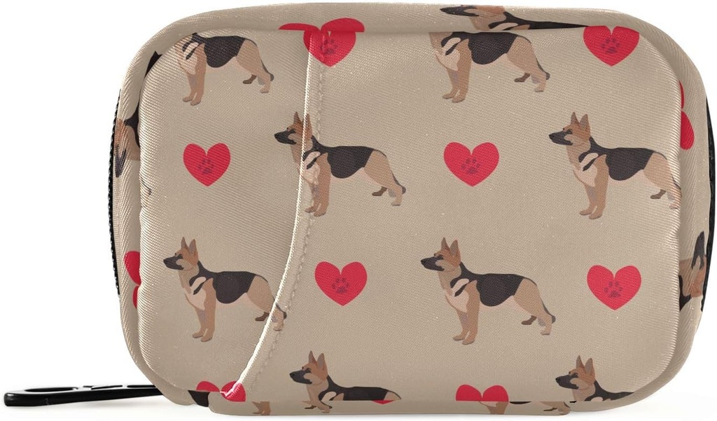 Scatola di pillole German Shepherd Dog Heart 7 giorno Pill Case Travel Pill Organizer Bag con Zipper Portable Weekly Vitamin Medicine Supplemento Holder Pouch Bag