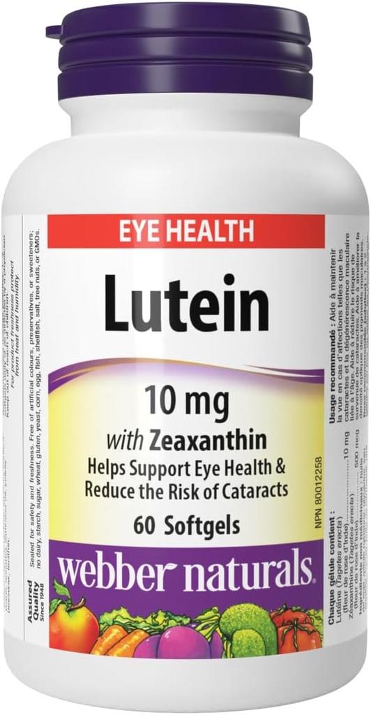 Webber Naturals Lutein avec Zeaxanthin Softgel, 10mg 60 Compte