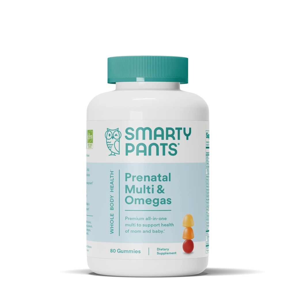 SmartyPants Pränatale Vitamine für Frauen, Multivitamin-Gummien: Omega 3 Fischöl (EPA/DHA), Biotin, Methylfolat, Vitamin D3, C, Vitamin B12, B6, A, K & Zink, Inositol, 80 Count (20 Tage Versorgung)