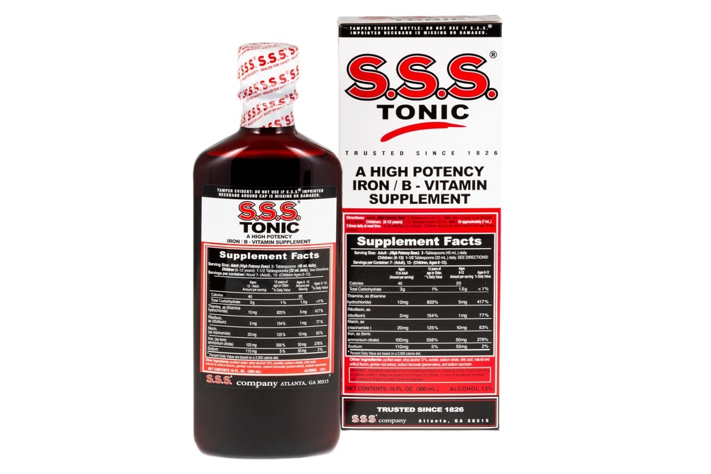 S.S.S. Tonic, supplément de fer et de vitamine B, vitamines de haute puissance, bouteille, 10 Fl Oz (paquet de 1)