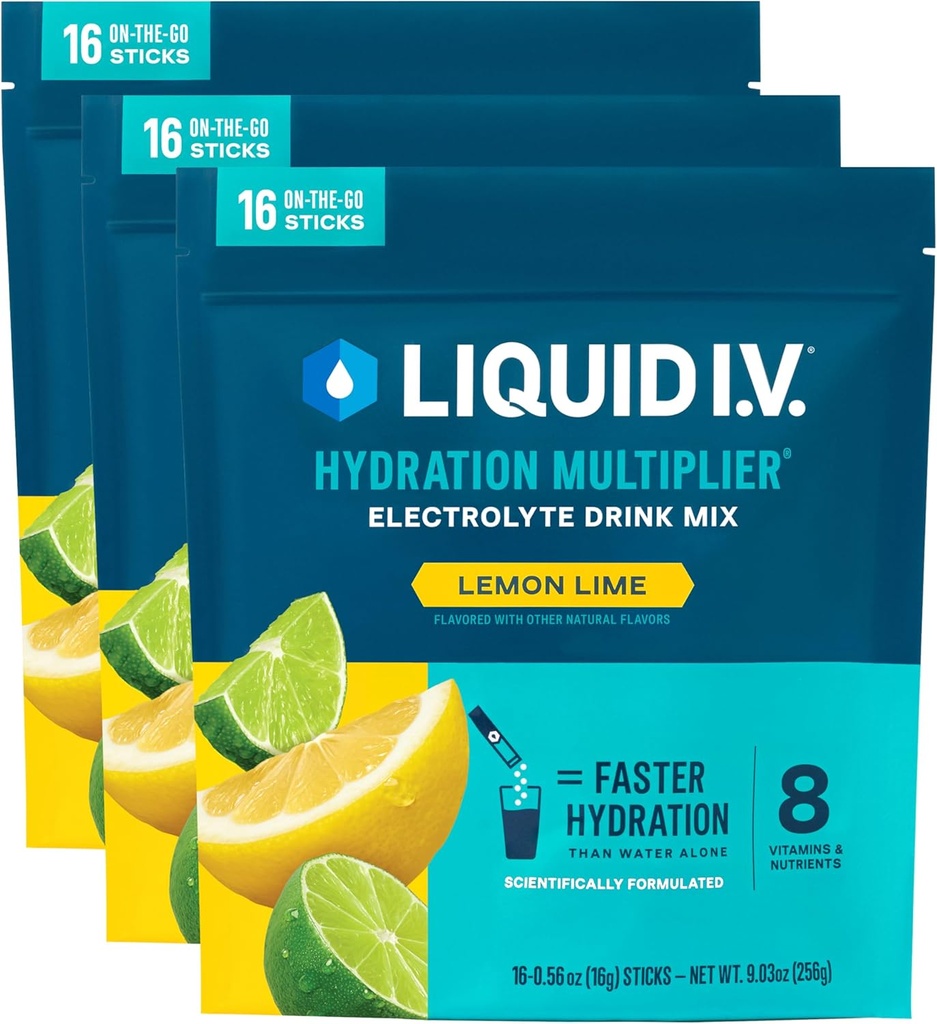 Liquido I.V.® Hydration Multiplier - Lime Lime Lime | Miscelatore per Bevande Electrolyte 3 Pack (48 Serve)