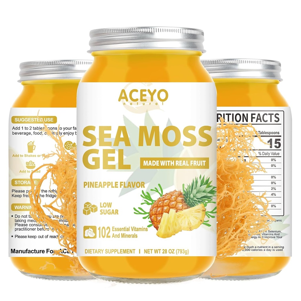 (28 OZ) Sea Moss Gel Raw aromaed Irish Seamoss Gel Natural Vegan Anaapple 102 Vitamins and Minerals Wild Harvested Non-GMO.