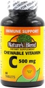 Vitamine C à croquer. Grande dégustation de vitamine essentielle à faible teneur en sucre, ne favorise pas la carie dentaire. 500mg, 60 comprimés.