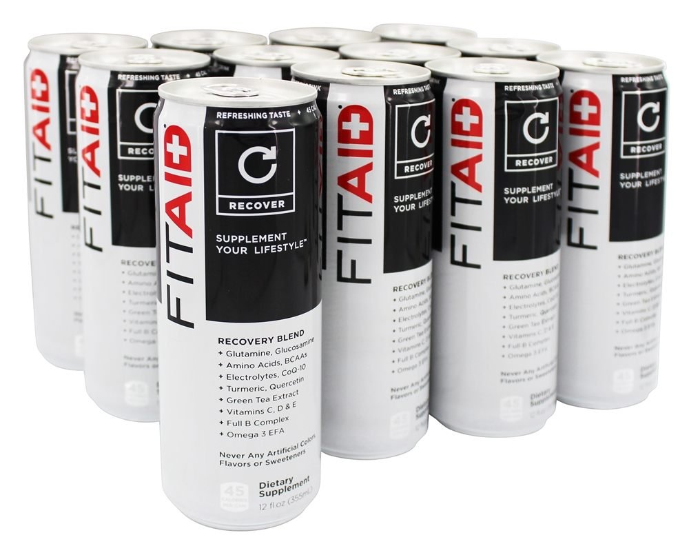 FITAID Recovery Blend | 100% Clean & Paleo Friendly | Keine künstlichen Farben, Flavors oder Süßungsmittel | BCAAs, L-Glutamin, L-Arginin, Omega 3s, 12 Unze Can (Pack von 12)
