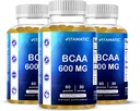 Vitamatic BCAA Gummis - Branch Chain Amino Acid Supplements - Peach Flavor - 600mg pro Servierung - 60 Vegan Pectin Based Gummies (3 Flaschen)