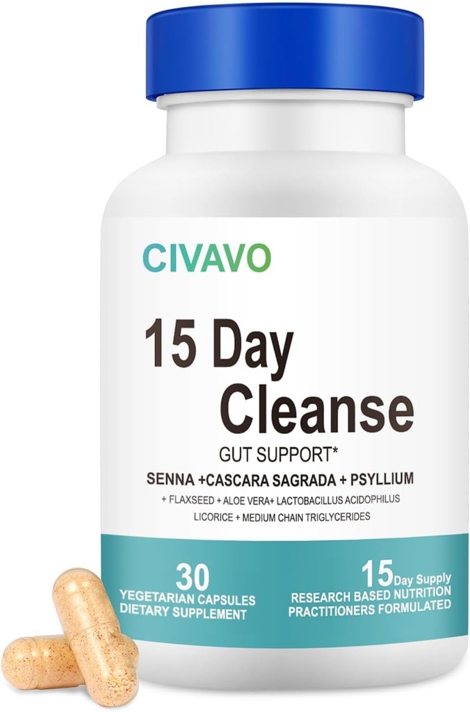 15 Tage Gut Cleanse für Frauen & Men- Gut und Colon Unterstützung- Probiotics & Psyllium Husk Cleanse Bowel Auflösen Kapseln, Nahrungsergänzung (30 Kapseln)