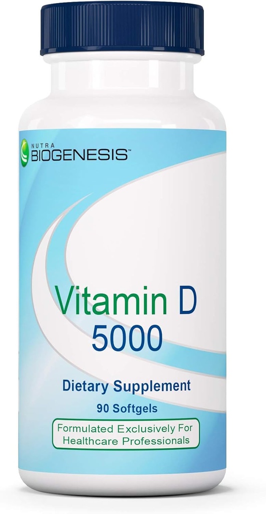 Nutra Biogenesis Vitamin D 5000 - Vitamin D3 5000 IU Softgel Capsules for Men and Women, VIT D Supplement for Immune Support, Healthy Teeth & Bone Health - 90 Softgels