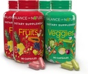 Balance of Nature Fruits & Veggies Supplements - Whole Fruit and Vegetable Ingredients for Women, Men, and Kids - 90 Fruits Capsules, 90 Veggies Capsules - 2 Sets