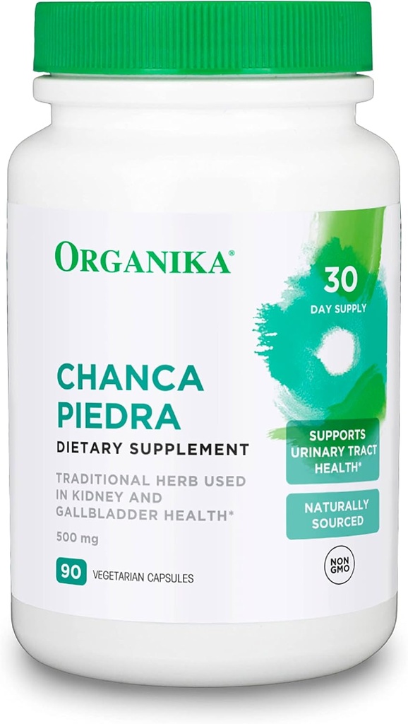 Organika Chanca Piedra 500 mg- Soutien de la fosse urinaire, soutien du rein et de la vésicule, diurétique, nettoyage- 90 vcaps