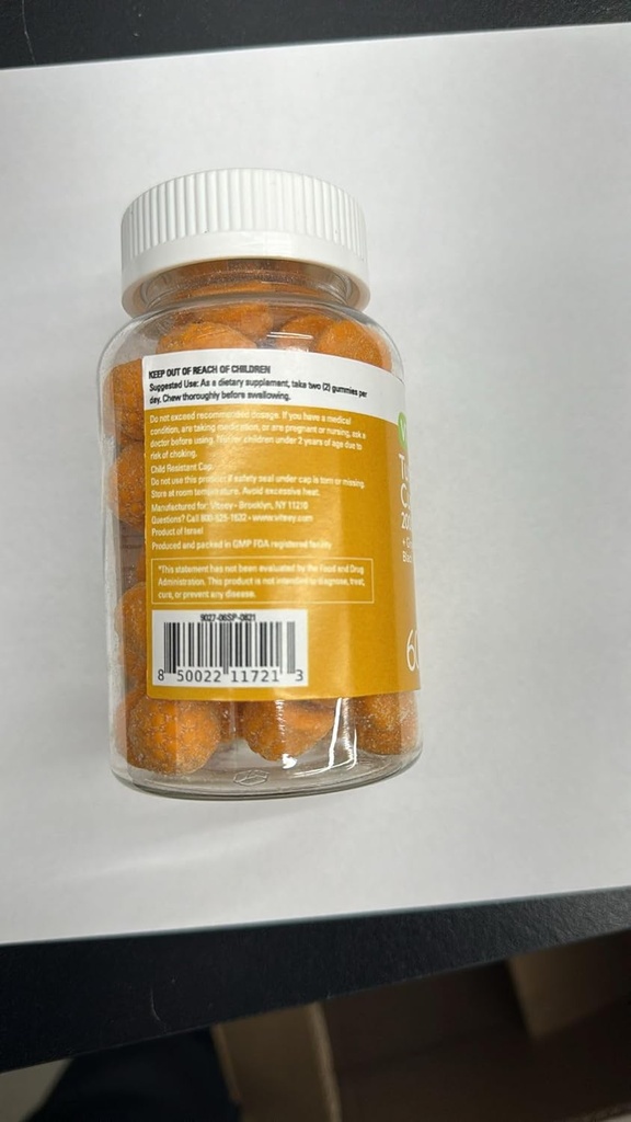 Kurkumagummis mit Ginger & Black Pepper Kräuterergänzung, 2000mg, Immununterstützung, Gesunde Haut und Gelenkgesundheit, Vegan, Pectin Basierend, für Erwachsene und Teens-Chewable Peach Flavor