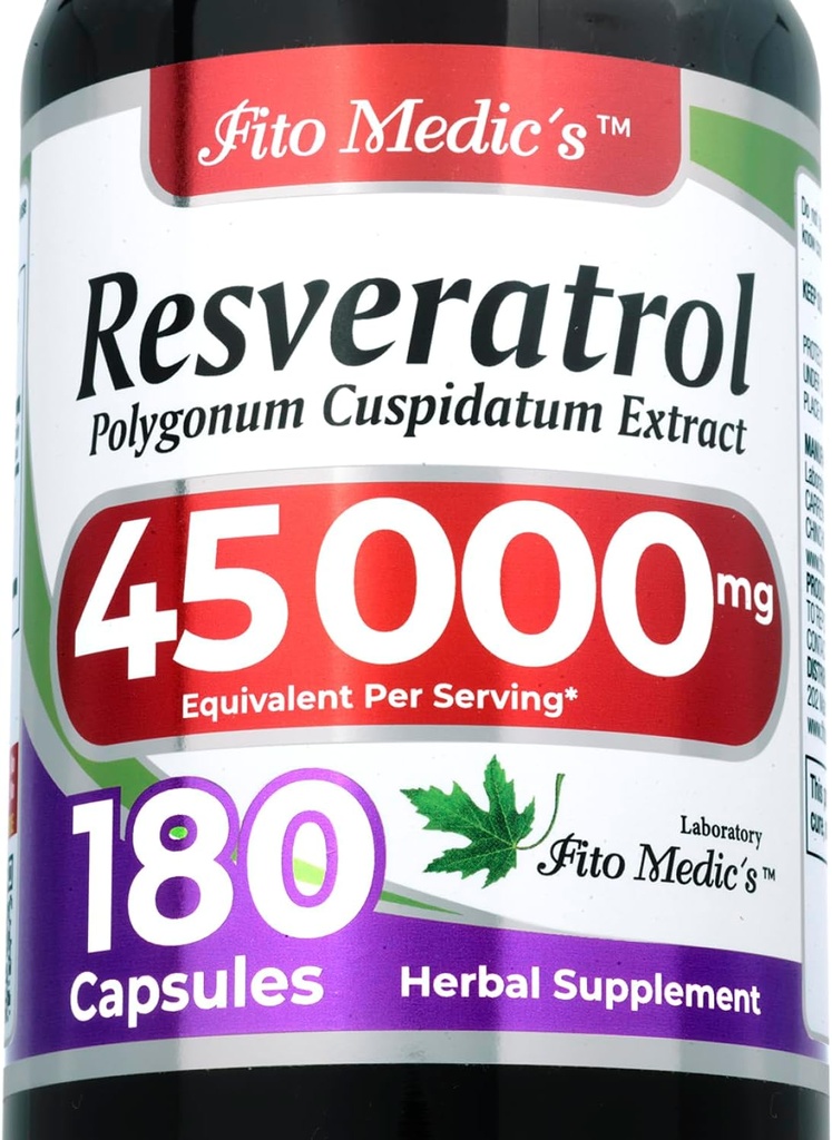 FITO MEDIC's Lab | Resveratrol | Resveratrol Ergänzungen | Resveratrol Kapseln 450 mg 100:1 pro 3-Kapseln Servieren | 180 Kapseln