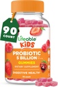 Probiotiques vivaces pour les enfants Gummies de 50mg (5 Milliards) de Grande Dégustation pour les enfants Probiotiques Gummies de Gut Health et Immune Support de Gummies probiotiques pour les garçons et les filles de 90 Gummies