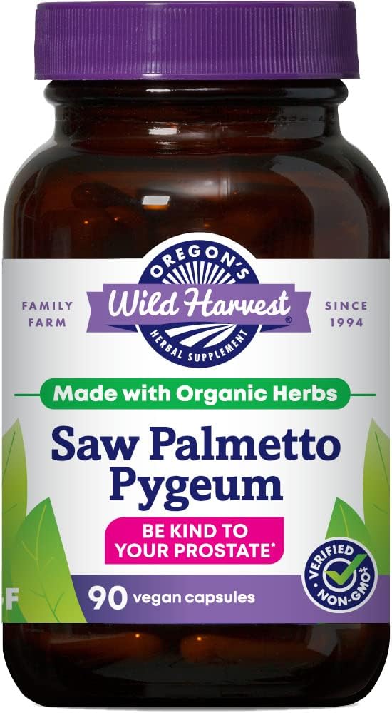 Capsules de Palmetto Pygeum de récolte sauvage de l'Oregon, suppléments à base de plantes biologiques non OGM, 90 comtes