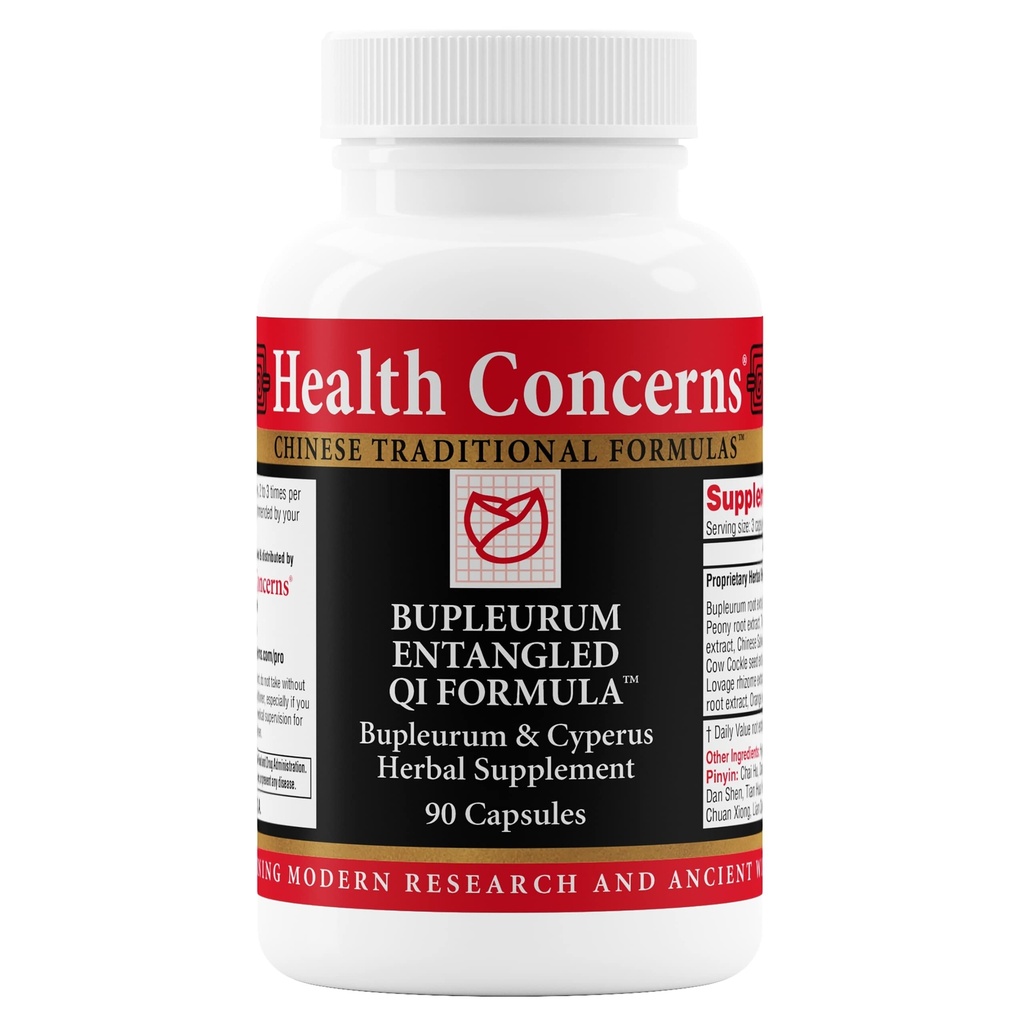 Salute Preoccupazioni Bupleurum Entangled Qi Formula – Supplemento di sostegno ormonale femminile & Cyst – Formula di erbe tradizionale cinese – Detergente di flusso di sangue Qi – 90 capsule