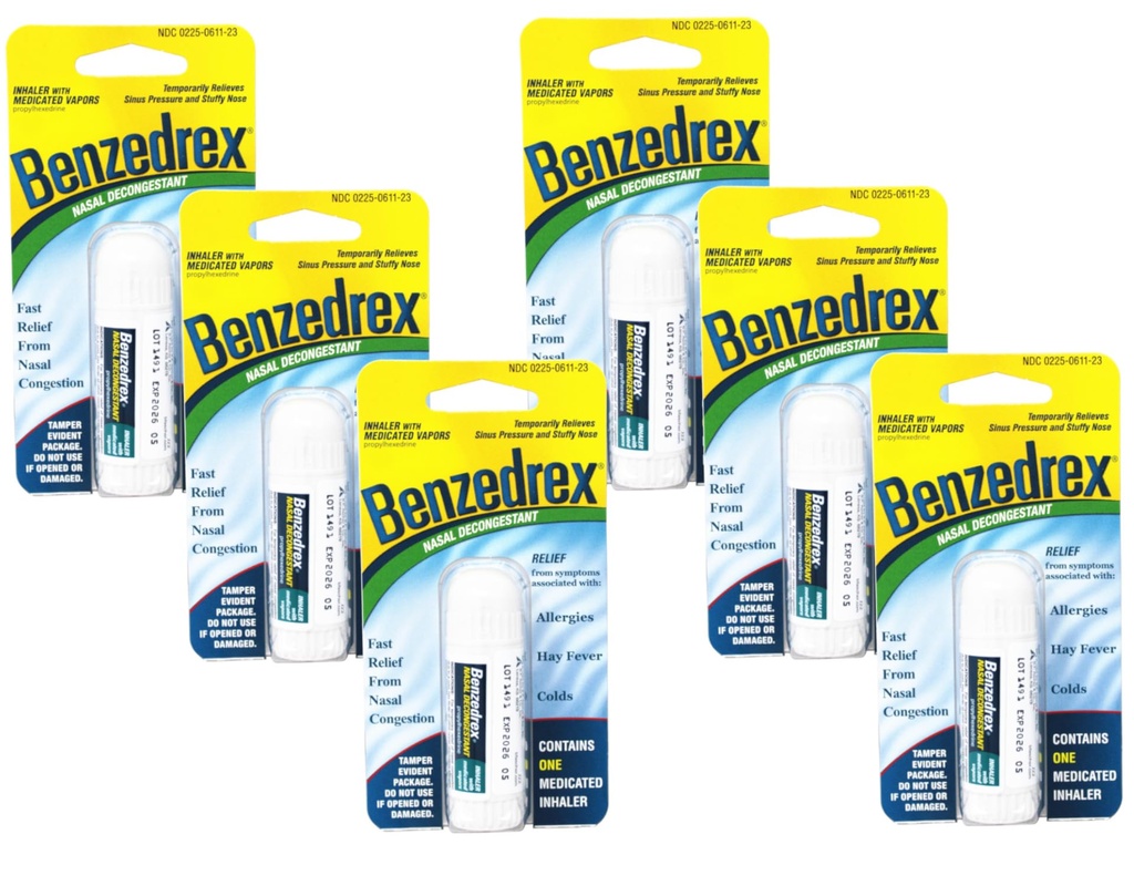 Benzedrex Inhaler Propylhexedrine Decongestant nasale - 1 Conte (Pacchetto di 6)