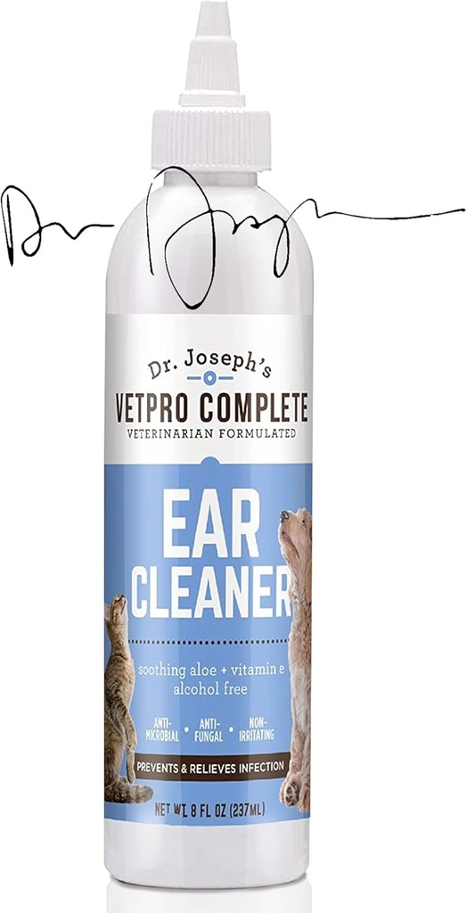 VetPro Complete Dr. Joseph's Dog Ear Cleaner, 8 Unzen, Gentle Dog and Cat Ear Rinse Solution Wash mit Aloe Vera und Vitamin E, Hundeohrtropfen zu entfernen Wachs und Debris, Reduces Odor, Easy Applicator