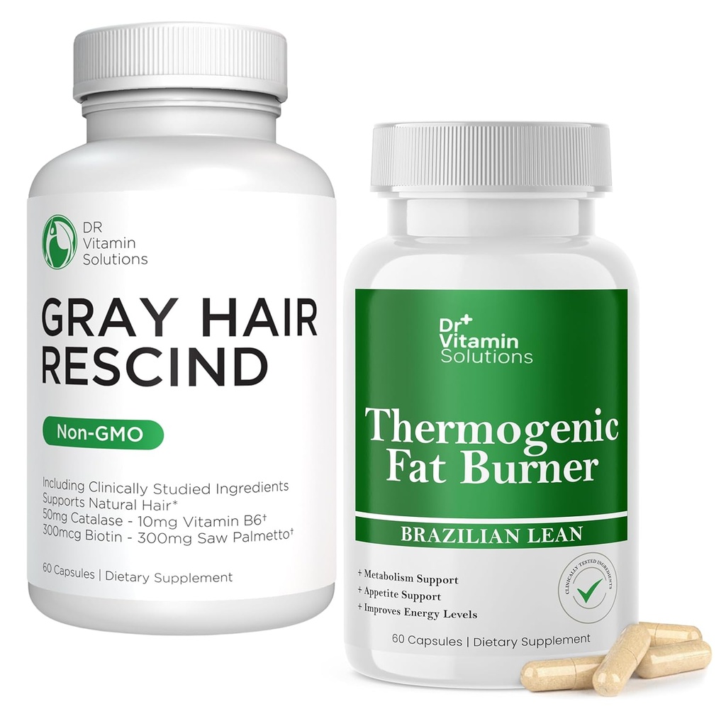 DR VITAMINA SOLUZIONI Grigio Rescindo capelli e bruciatore grasso termogenico Bundle - 60 Caps