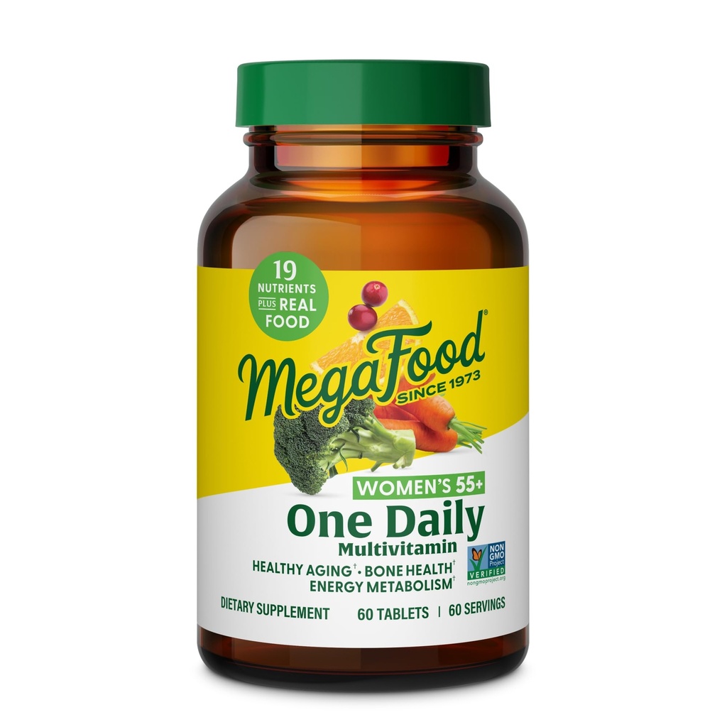 MegaFood Women's 55+ One Daily Multivitamin für Damen - mit Vitamin A, C, D3 & E für optimalen Aging Support - Plus Real Food - Knochen & Immununterstützungsergänzung - Vegetarisch - 60 Tabs