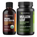 HAVASU NUTRITION Huile de graines noires organiques Liquide + Capsules de feuilles de Mullein