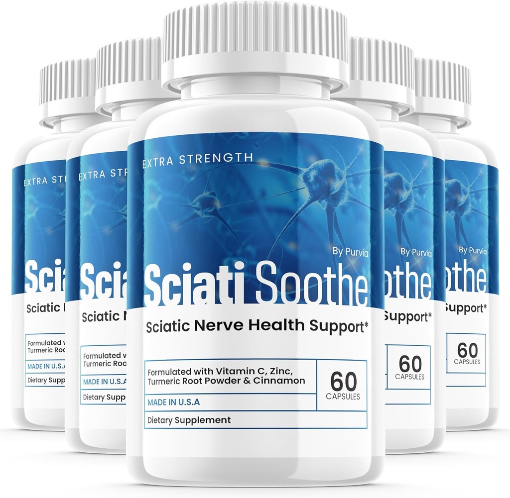 (5 Pack) Sciatisoothe Supplement für Sciatica, Sciati Soothe Nerve Health, Sciatisoothe Capsules Vitamins, Sciatisoothe Advanced Overall Wellness Support Maximum Strength Formula USA (300 Kapseln)