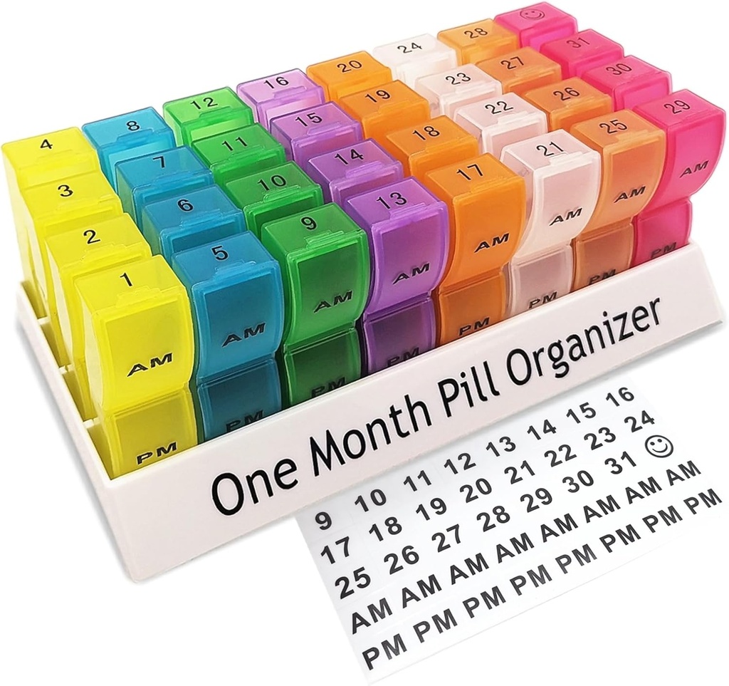Monatliche Pille Organizer 2 Mal pro Tag, 30 Tage ein Monat Pille Box AM/PM, Wöchentliche Pillenhalter Pille Fall für Vitamine, Fischöl, Nahrungsergänzungen & Medikamente