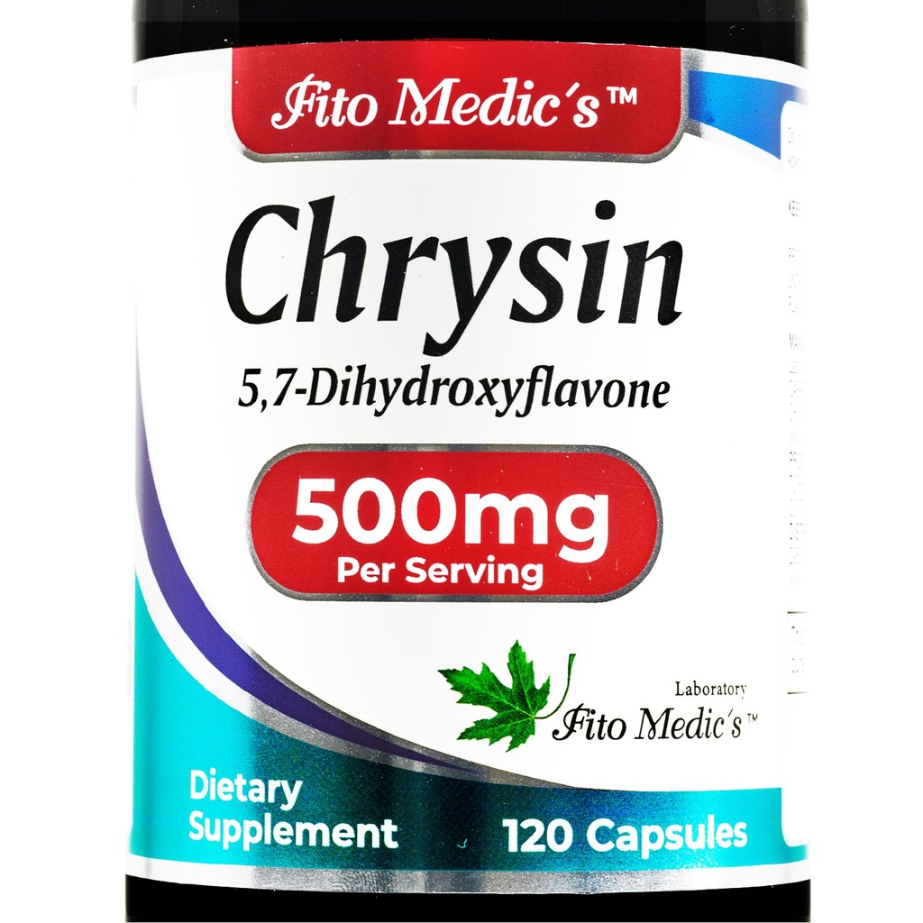 FITO MEDIC'S - Chrysine - 500mg- avec - Passion Flower - 120 Capsules, ultra haute absorption s.