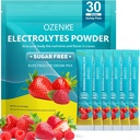 Imballaggio della polvere degli elettroliti, 30 pacchetti di idratazione dei bastoncini senza zucchero, Electrolyte Drink Mix Portable Electrolyte Packets per l'idratazione rapida, 0 Zucchero & 0 Calorie, Fragola & Raspberry Flavor