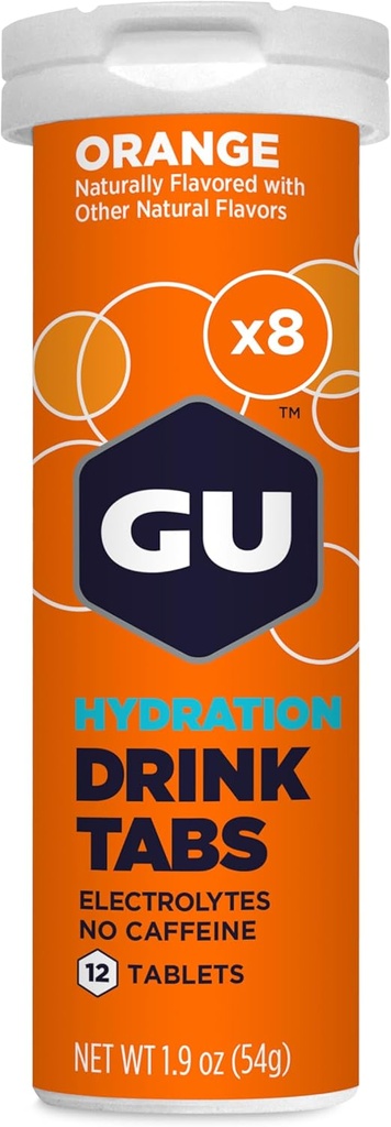 U Energy Hydration Electrolyte Drink Tablets, Enhanced Endurance Sports Drink for Running, Cycling, Triathlon, 8-Count (96 Serve), Arancione