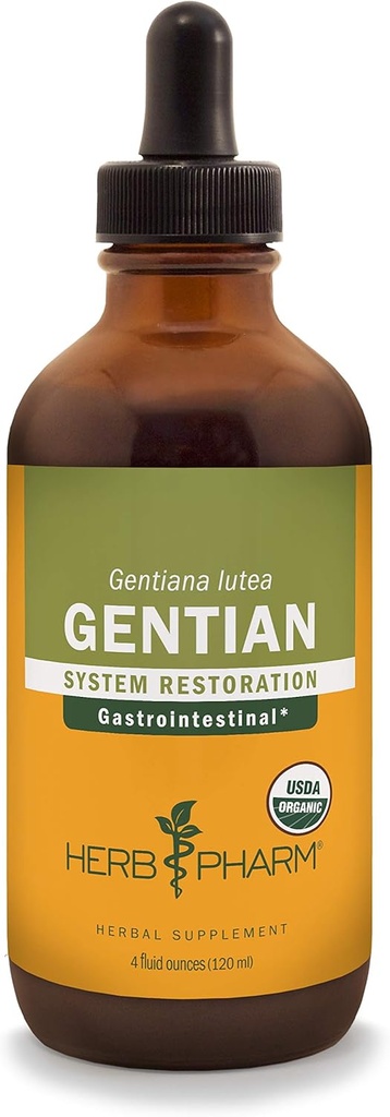 Extrait liquide gentian biologique certifié Herb Pharm pour support digestif - 4 Once