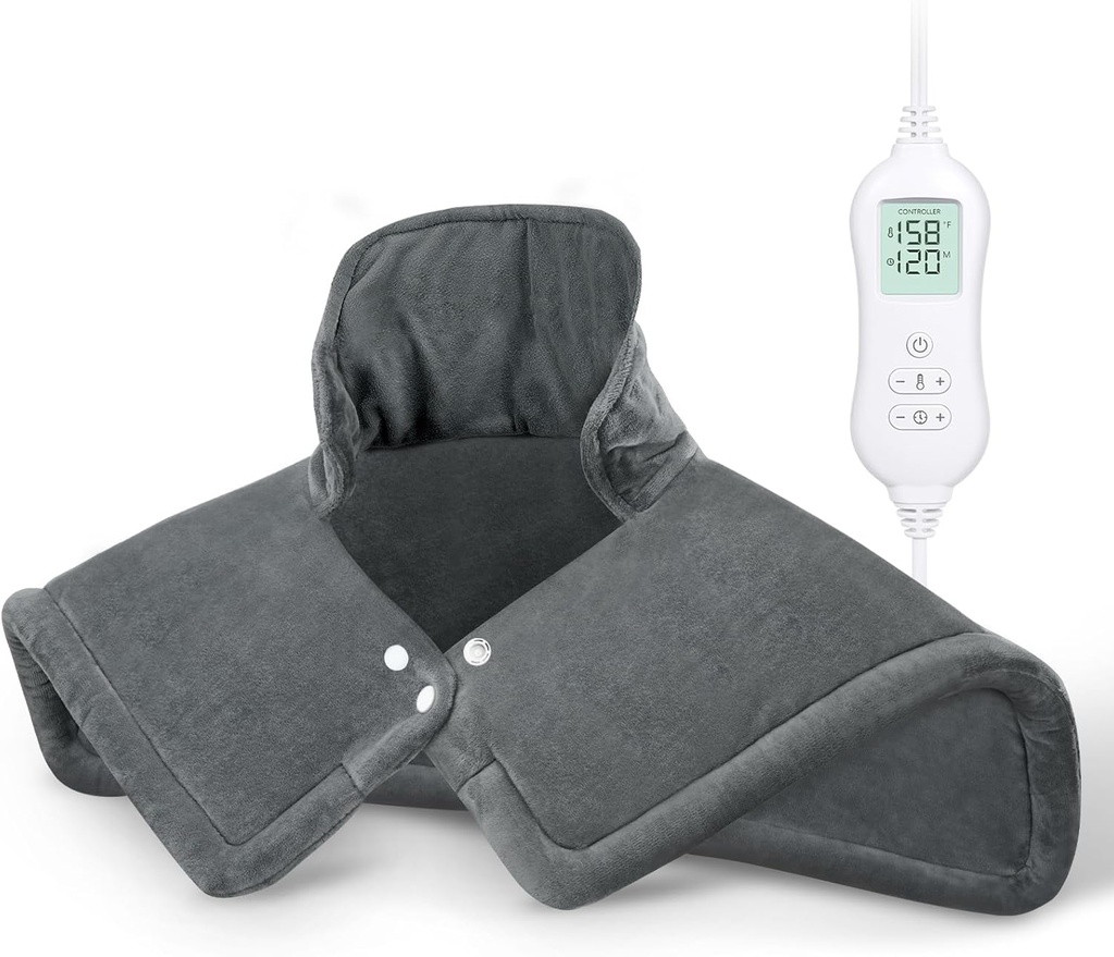 NOWWISH Heizkissen für Neck und Schultern Schmerzlinderung, 2lb gewichtete elektrische Neck Heizkissen mit 10 Wärmestufen und Auto Shut Off, große beheizte Wickel, Geburtstagsgeschenke für Damen, 17"x23", Grau