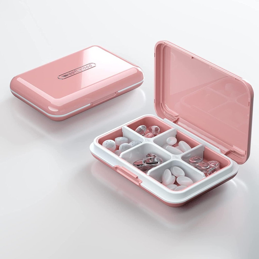 Tägliche Pille Organizer, Pille Box für Geldbeutel - Dtouayz Reise Pille Fall, Vitamin-Ergänzung und Medikamente Spender Wasserdicht 6 Kompartiment Medizin Halter, Wöchentliche große Pille Container