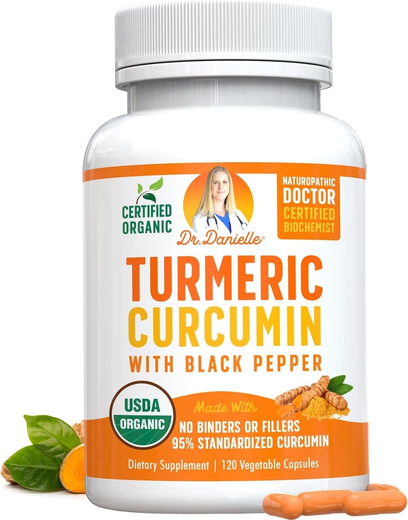 Curcumina erboristica biologica con estratto di pepe nero 2000mg - Supplemento ultrapotente ad alto assorbimento - 95% Curcuminoidi - Vegan, Non OGM per il supporto congiunto - 120 capsule