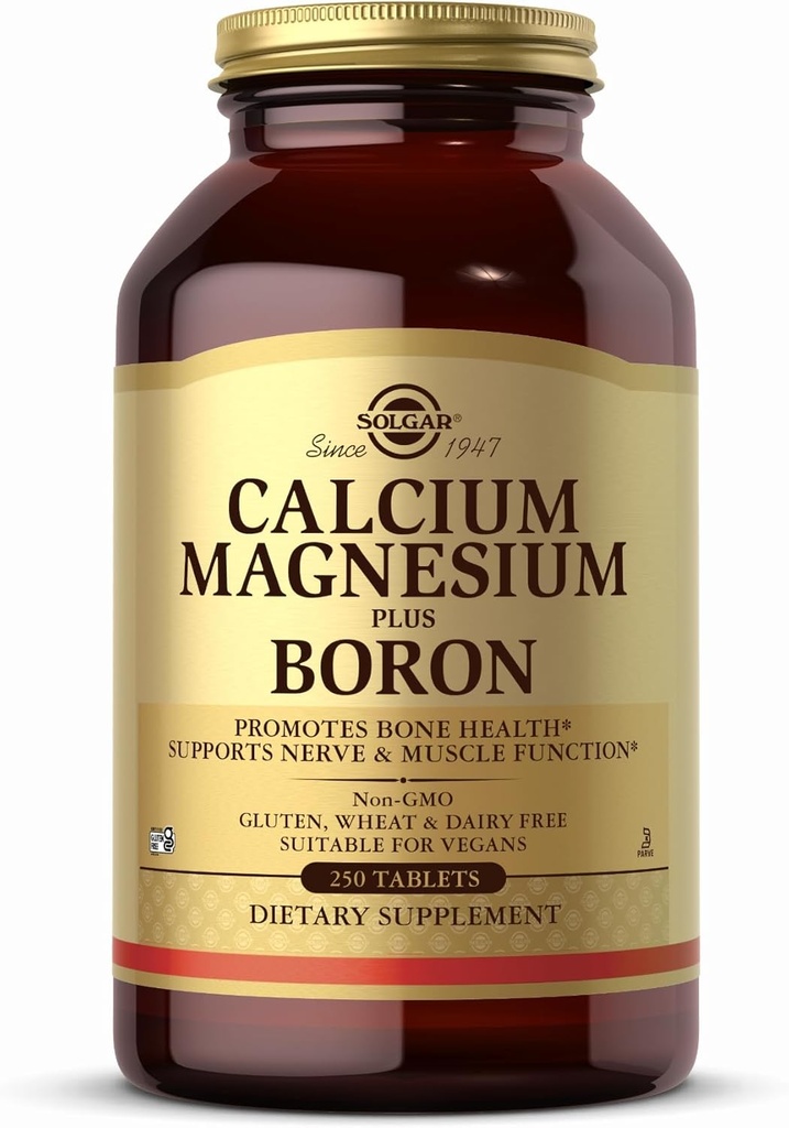 Solgar Calcium Magnesium Plus Boron - 250 Tablets - Non-GMO, Vegan, Gluten Free, Dairy Free, Kosher - 83 Servings