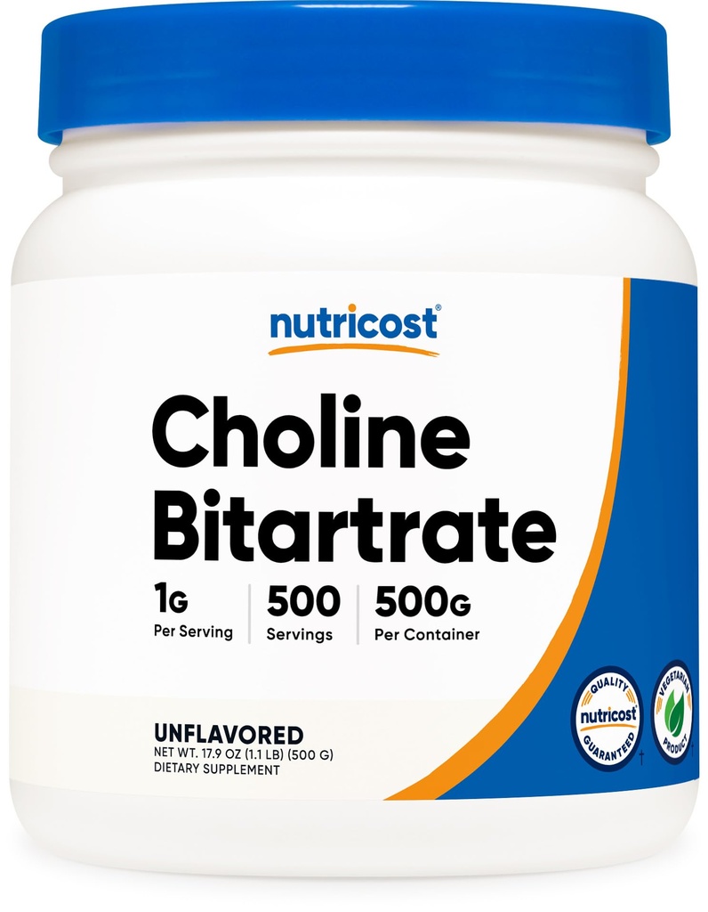 Nutricost Pure Choline Bitartrate poudre 500 Grams