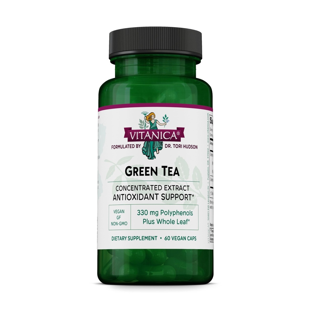 Vitanica Estratto di tè verde Supplemento 330mg, 45% EGCG, 98% Polifenoli e 80% Catechins, Energy Antiossidante e Supporto Immune, Vegan, 60 capsule