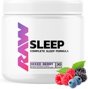 RAW Natural Sleep Aid Supplement - Relax Enhancer & Mood Support with Melatonin, Magnesio, Zinco, L-Tryptophan & Lemon Balm Extract to Relax & Calm The Mind & Body - 30 Servings, Misto Berry
