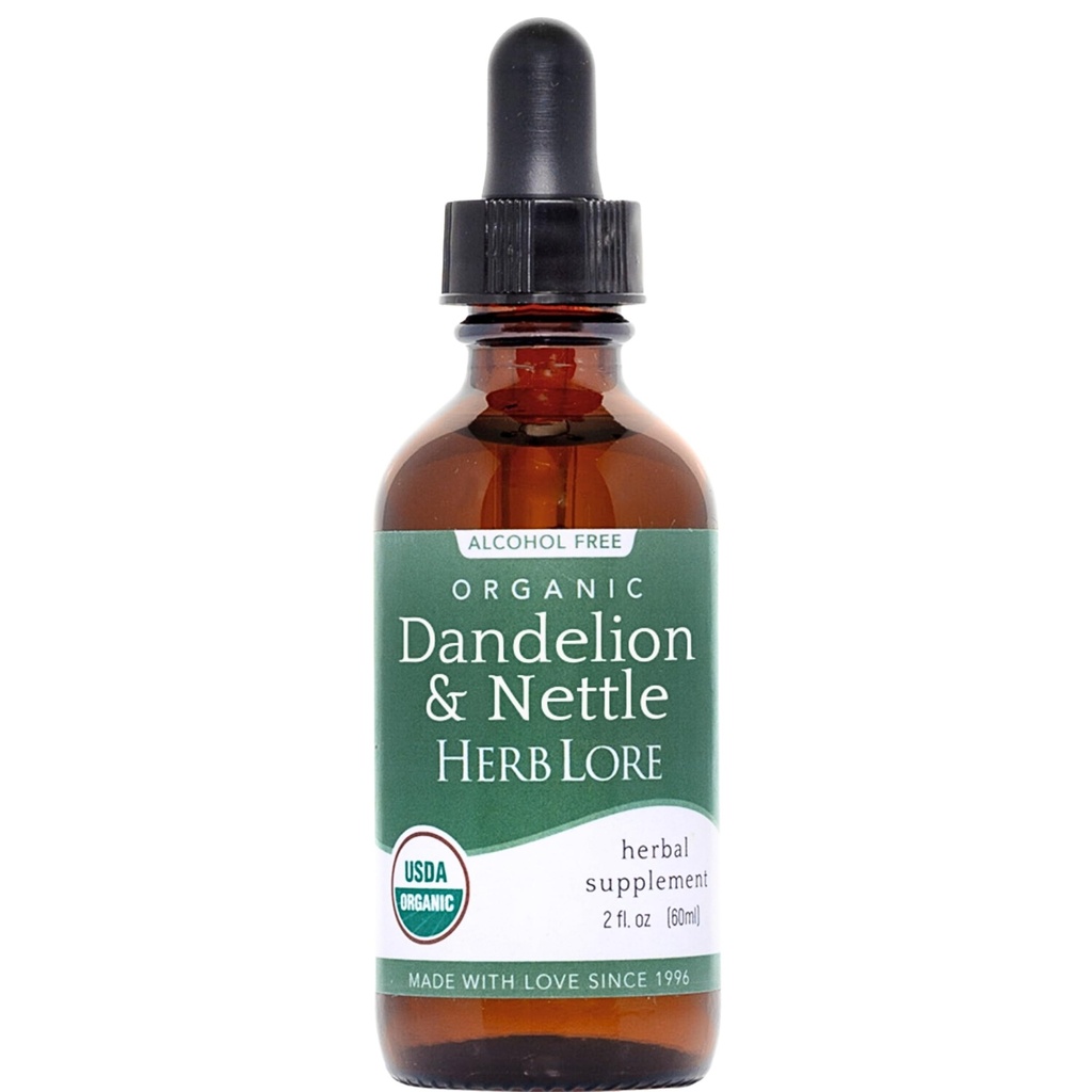 Herb Lore Organic Dandelion & Nettle Tincture - Liquid Dandelion Leaf & Stinging Nettle Leaf Extract Tropfen (2 fl oz)