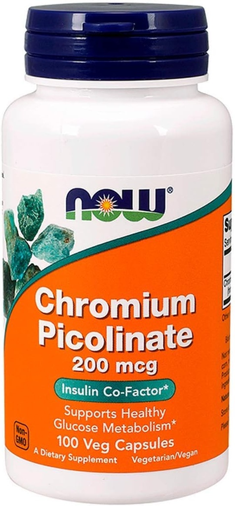 NOW cromo picolinato 200mcg, 100 capsule (pacchetto di 2)