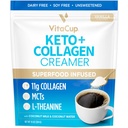 VitaCup Keto + Collagen Coffee Creamer Vanille Flavor mit MCT, Collagen Protein, Kokoswasser, L-Theanin für Keto-Diät, Verwendung in Kaffee, Smoothies, & Shakes, Dairy-Free, Glutenfrei, Sojafrei, 10oz