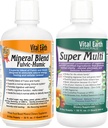 Vital Earth Minerals Detox & Wellness Support – Fulvic Humic Mineral Blend mit 70+ Trace Minerals + Super Multi, Liquid Multivitamins, MTHFR Support, 32 Oz Ea