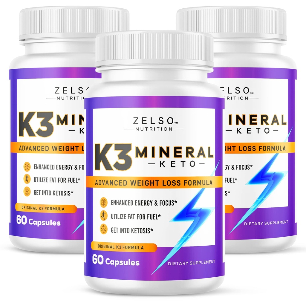 ZELSO (3 pack) K3 Mineral Weight Loss Pills for Women and Men, K3 Mineral Pills - K3 Sel Mineral, Vitamine + K3 Capsules Supplément pour la perte de poids Keto - 3 mois d'approvisionnement