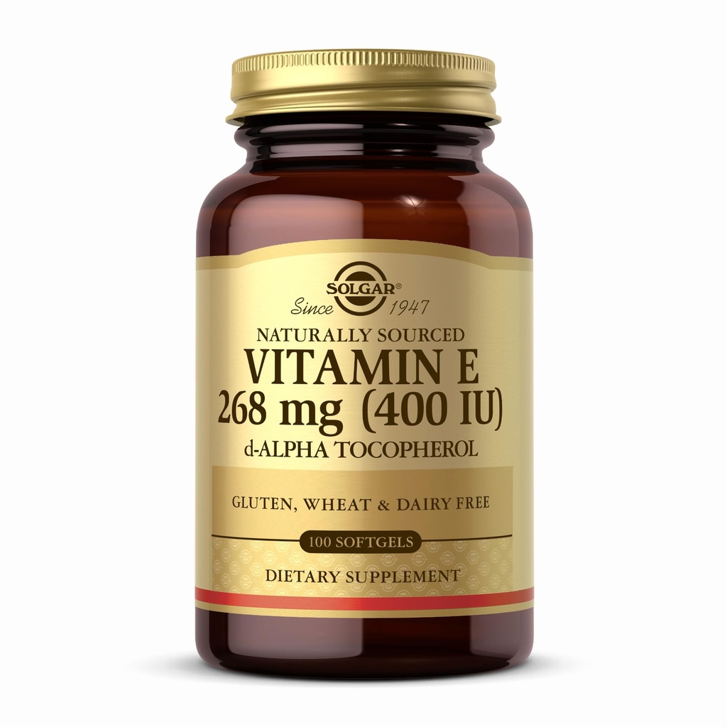 Solgar Vitamin E 268 mg (400 IU) - 100 Softgels - Naturally-Sourced Vitamin E als d-Alpha Tocopherol - Glutenfrei, Dairy Free - 100 Portionen