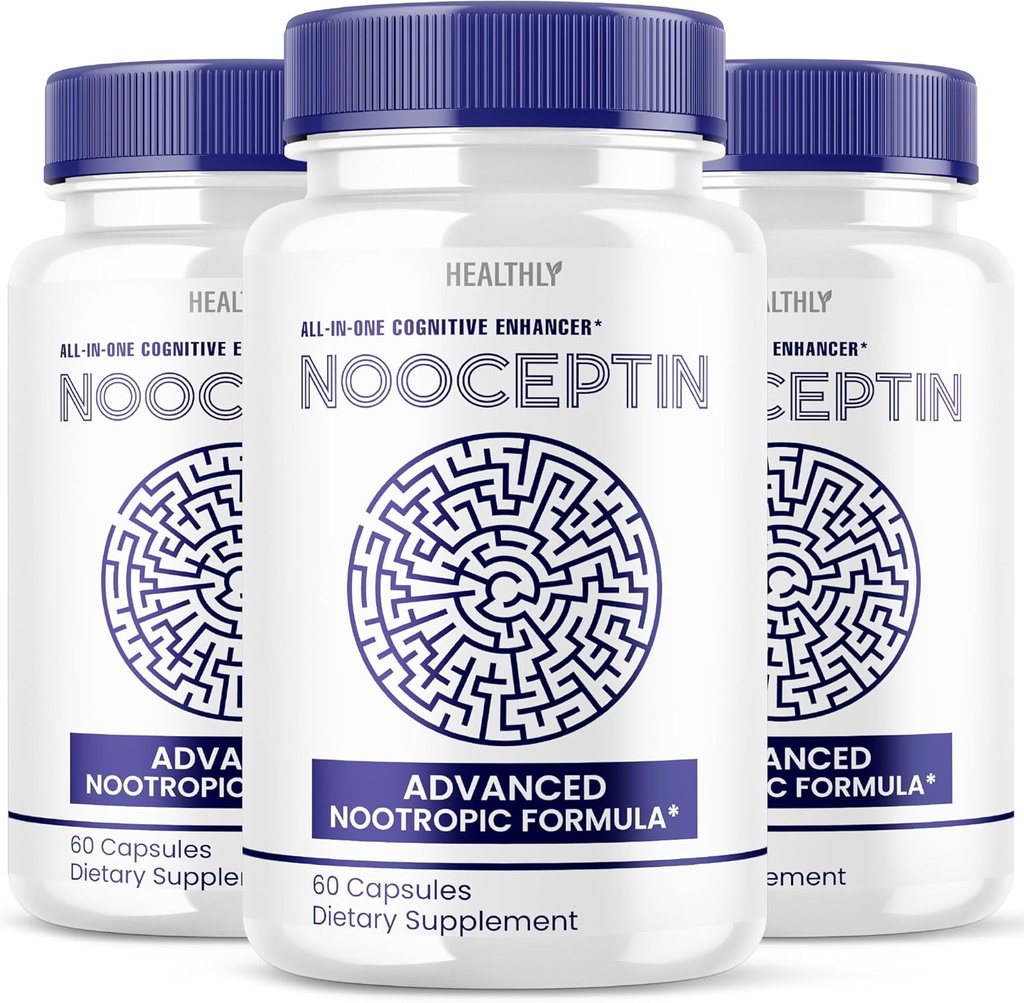(3 Pack) Nooceptin Brain Supplement - Offizielle Formel - Nooceptin Advanced Formula Nootropic Supplement für Kinder und Erwachsene - Extra Strength Memory, kognitive Unterstützung Brain Pulver (180 Kapseln)