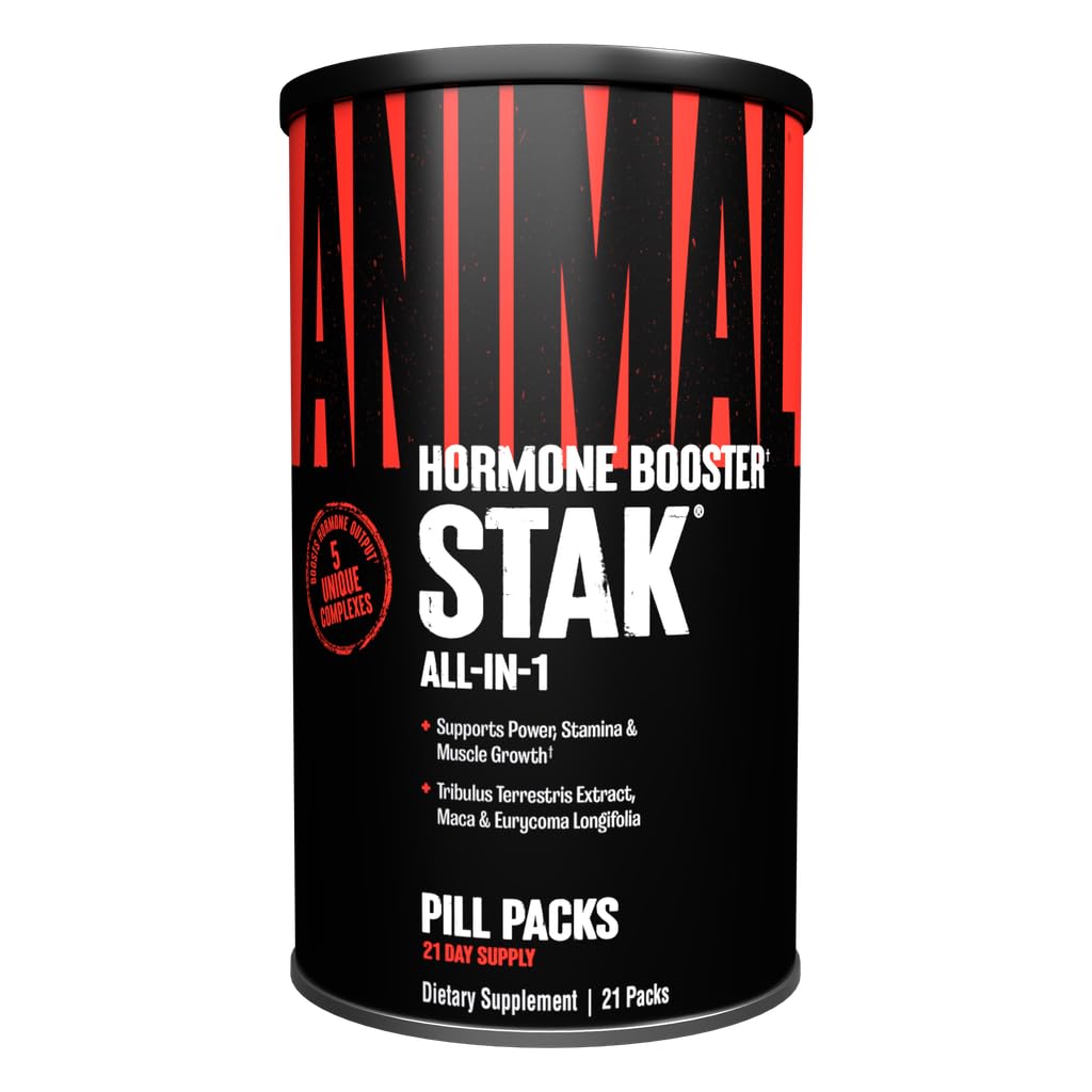 Animal Stak – Komplette natürliche Hormon Booster Ergänzung mit Tribulus – Natürliche Testosteron Booster für Athleten – Enthält Estrogen Blocker – 1 Monat Zyklus